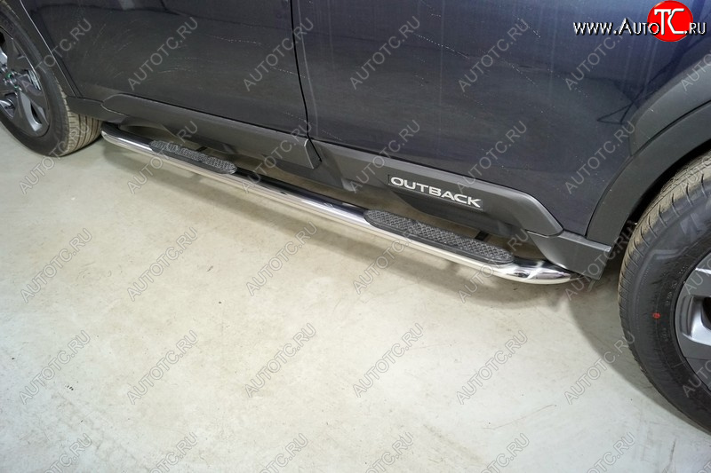 33 799 р. Пороги овальные гнутые с накладкой 75х42 мм ТСС Тюнинг  Subaru Outback  BT (2019-2025) универсал (серые)  с доставкой в г. Воронеж
