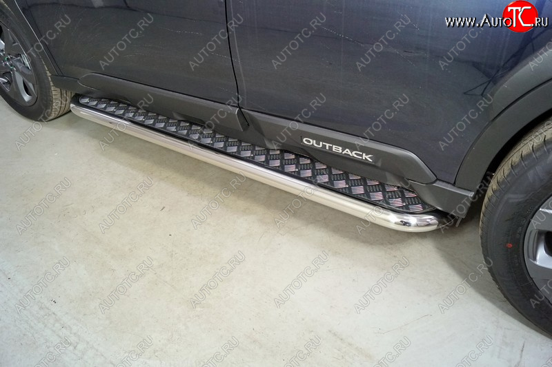 34 799 р. Пороги с площадкой 60,3 мм ТСС Тюнинг  Subaru Outback  BT (2019-2025) универсал (серые)  с доставкой в г. Воронеж