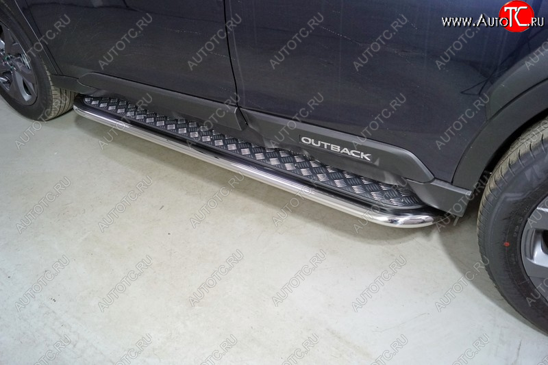 41 999 р. Пороги с площадкой 75х42 мм ТСС Тюнинг  Subaru Outback  BT (2019-2025) универсал (серые)  с доставкой в г. Воронеж