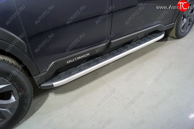 20 599 р. Пороги алюминиевые с пластиковой накладкой ТСС Тюнинг  Subaru Outback  BT (2019-2025) универсал (серые)  с доставкой в г. Воронеж