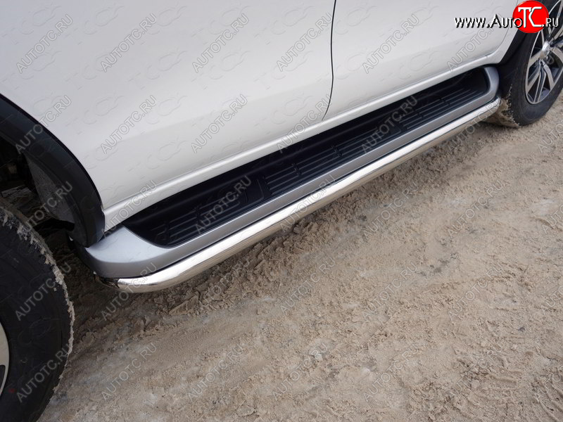23 549 р. Защита порогов алюминий 60,3 мм, ТСС Тюнинг Toyota Fortuner AN160 дорестайлинг (2015-2020)  с доставкой в г. Воронеж
