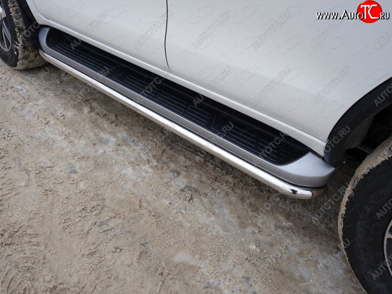 17 649 р. Защита порогов алюминий 42,4 мм, ТСС Тюнинг Toyota Fortuner AN160 дорестайлинг (2015-2020)  с доставкой в г. Воронеж