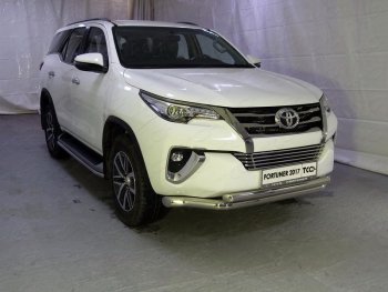 Защита передняя нижняя двойная 76,1*60,3 мм Тюнинг Toyota Fortuner AN160 дорестайлинг (2015-2020) ()