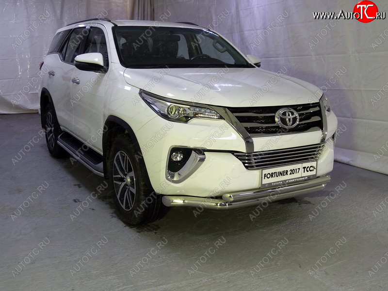 36 299 р. Защита передняя нижняя двойная 76,1*60,3 мм Тюнинг Toyota Fortuner AN160 дорестайлинг (2015-2020) (нержавейка)  с доставкой в г. Воронеж