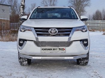 39 749 р. Защита переднего бампера нижняя с ДХО 76,1 мм ТСС Тюнинг Toyota Fortuner AN160 дорестайлинг (2015-2020) (нержавейка)  с доставкой в г. Воронеж. Увеличить фотографию 1