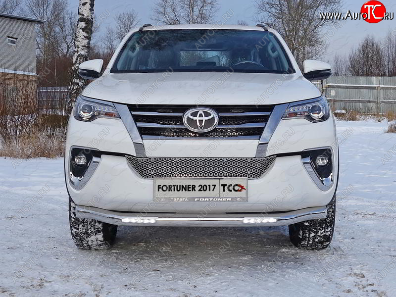 39 749 р. Защита переднего бампера нижняя с ДХО 76,1 мм ТСС Тюнинг  Toyota Fortuner  AN160 (2015-2020) дорестайлинг (нержавейка)  с доставкой в г. Воронеж