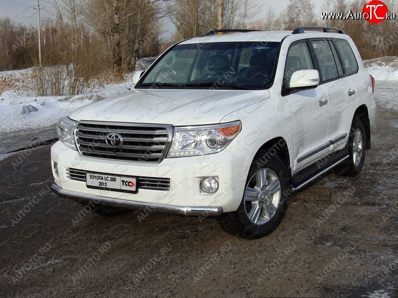 31 399 р. Защита передняя нижняя длинная 75*42 мм ТСС Тюнинг Toyota Land Cruiser 200 1-ый рестайлинг (2012-2015) (нержавейка)  с доставкой в г. Воронеж