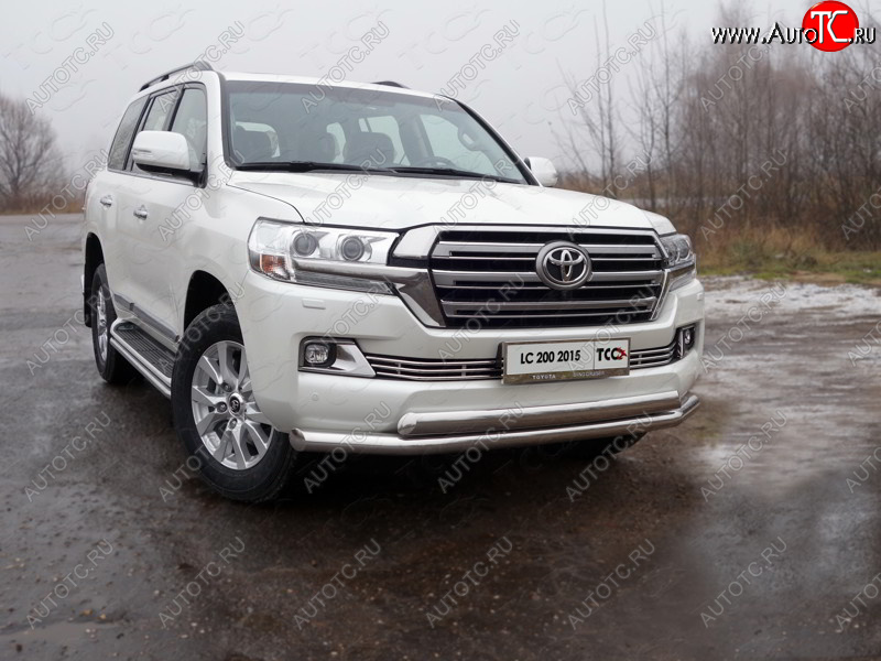 36 299 р. Защита передняя нижняя двойная 76,1*75 мм кроме EXECUTIVE ТСС Тюнинг  Toyota Land Cruiser  200 (2015-2021) 2-ой рестайлинг (нержавейка)  с доставкой в г. Воронеж