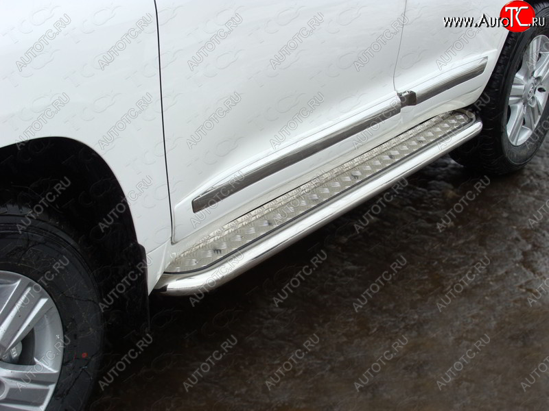 36 999 р. Пороги с площадкой 60,3 мм кроме EXECUTIVE ТСС Тюнинг Toyota Land Cruiser 200 2-ой рестайлинг (2015-2021) (серые)  с доставкой в г. Воронеж