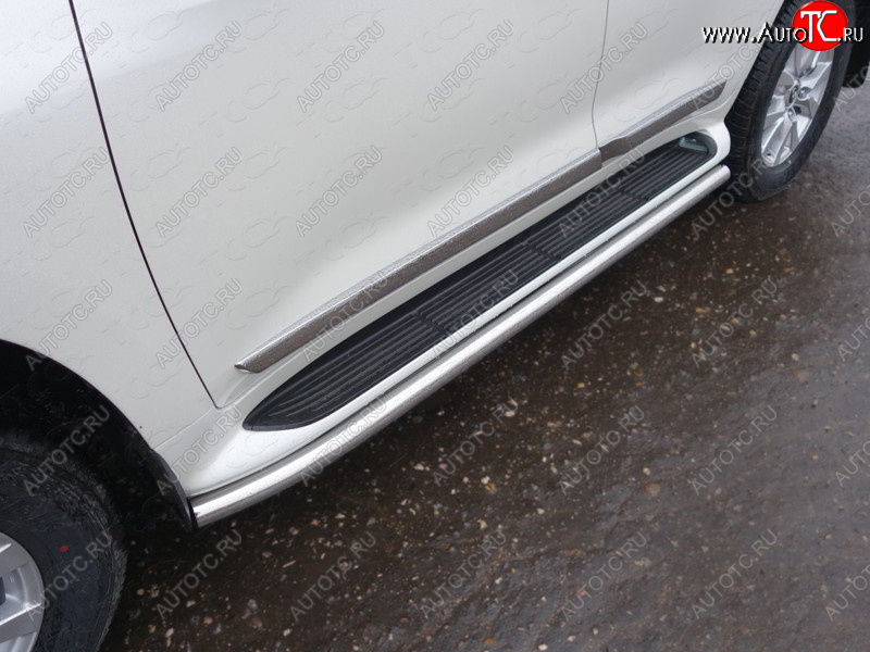 23 549 р. Защита порогов алюминий 60,3 мм, ТСС Тюнинг Toyota Land Cruiser 200 2-ой рестайлинг (2015-2021)  с доставкой в г. Воронеж