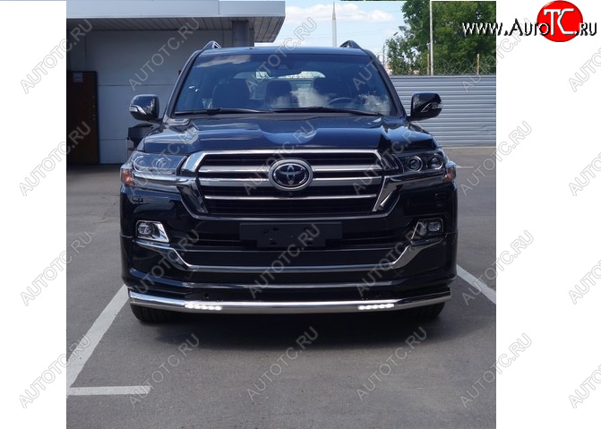 42 999 р. Защита переднего бампера нижняя с ДХО 76,1 мм ТСС Тюнинг  Toyota Land Cruiser  200 (2015-2021) 2-ой рестайлинг (нержавейка)  с доставкой в г. Воронеж