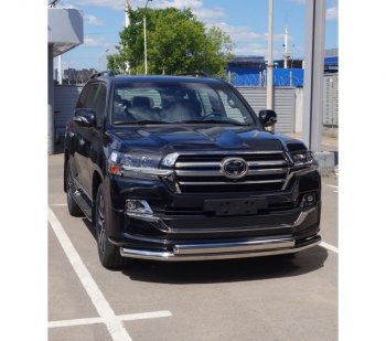 Защита передняя нижняя двойная 76,1*75 мм EXECUTIVE LOUNGE Тюнинг Toyota Land Cruiser  200 (2015-2021) 2-ой рестайлинг (нержавейка)