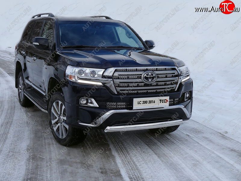 23 899 р. Защита передняя нижняя овальная короткая 75х42 мм ТСС Тюнинг  Toyota Land Cruiser  200 (2015-2021) 2-ой рестайлинг (нержавейка)  с доставкой в г. Воронеж