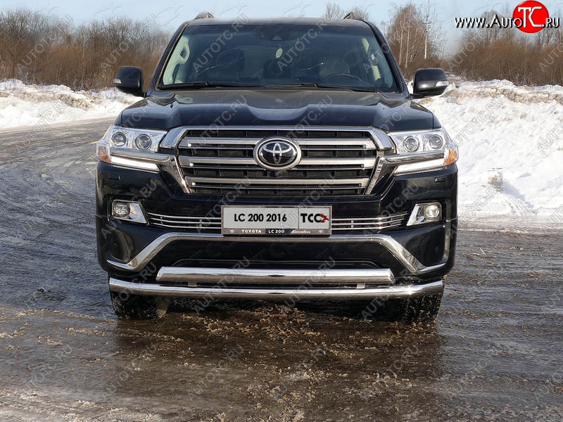 36 299 р. Защита передняя нижняя двойная 76,1*75 мм ТСС Тюнинг  Toyota Land Cruiser  200 (2015-2021) 2-ой рестайлинг (нержавейка)  с доставкой в г. Воронеж