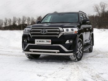 Защита передняя нижняя двойная 76,1*60,3 мм EXECUTIVE Тюнинг Toyota Land Cruiser  200 (2015-2021) 2-ой рестайлинг (нержавейка)