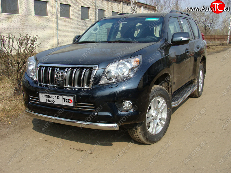 23 899 р. Защита переднего бампера нижняя 75*42 мм ТСС Тюнинг Toyota Land Cruiser Prado J150 дорестайлинг (2009-2013) (нержавейка)  с доставкой в г. Воронеж