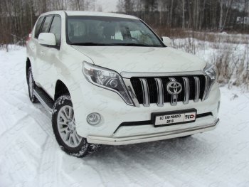 Защита переднего бампера нижняя 75*42 мм ТСС Тюнинг Toyota Land Cruiser Prado J150 1-ый рестайлинг (2013-2017) ()