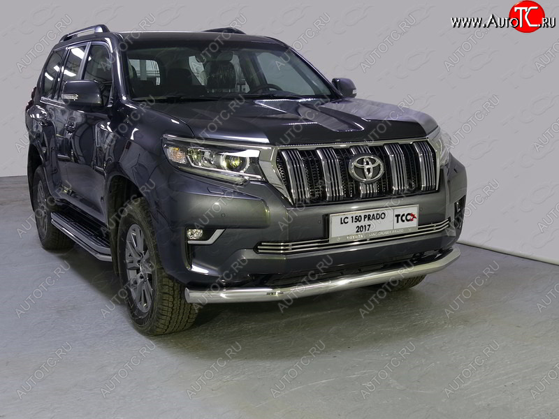 24 999 р. Защита переднего бампера нижняя 76,1 мм ТСС Тюнинг  Toyota Land Cruiser Prado  J150 (2017-2020) 2-ой рестайлинг (нержавейка)  с доставкой в г. Воронеж