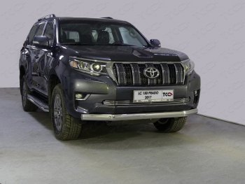 Защита переднего бампера нижняя овальная 75х42 мм ТСС Тюнинг Toyota Land Cruiser Prado J150 2-ой рестайлинг (2017-2020) ()