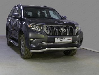 27 599 р. Защита переднего бампера волна d76,1 мм ТСС Тюнинг Toyota Land Cruiser Prado J150 2-ой рестайлинг (2017-2020) (нержавейка)  с доставкой в г. Воронеж. Увеличить фотографию 1