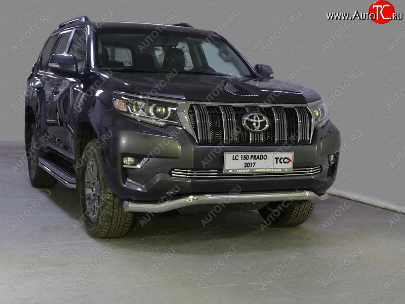 27 599 р. Защита переднего бампера волна d76,1 мм ТСС Тюнинг Toyota Land Cruiser Prado J150 2-ой рестайлинг (2017-2020) (нержавейка)  с доставкой в г. Воронеж