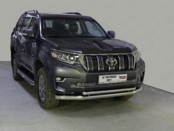 36 299 р. Защита передняя нижняя двойная 76,1*50,8 мм Тюнинг Toyota Land Cruiser Prado J150 2-ой рестайлинг (2017-2020) (нержавейка)  с доставкой в г. Воронеж. Увеличить фотографию 1