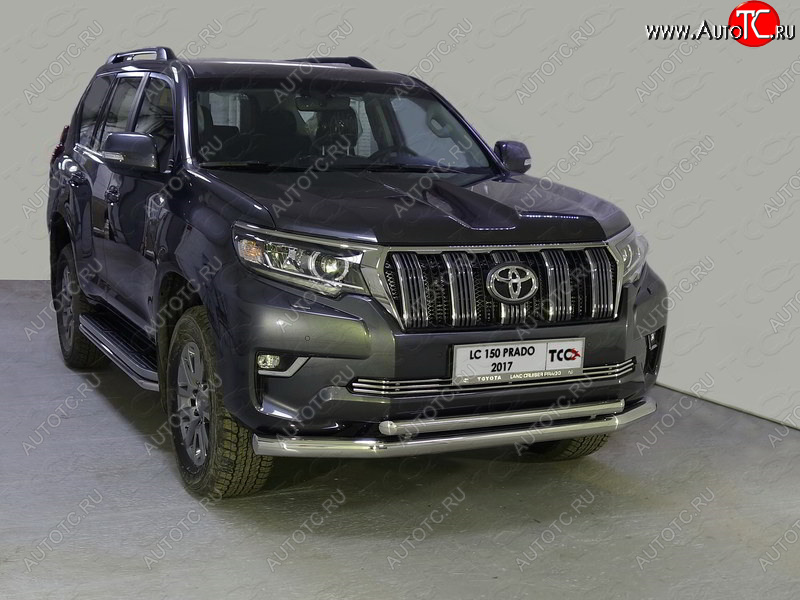 36 299 р. Защита передняя нижняя двойная 76,1*50,8 мм Тюнинг Toyota Land Cruiser Prado J150 2-ой рестайлинг (2017-2020) (нержавейка)  с доставкой в г. Воронеж