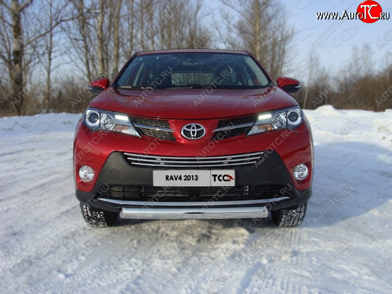 17 299 р. Защита переднего бампера овальная 75х42 мм ТСС тюнинг  Toyota RAV4  XA40 (2012-2015) 5 дв. дорестайлинг (нержавейка)  с доставкой в г. Воронеж