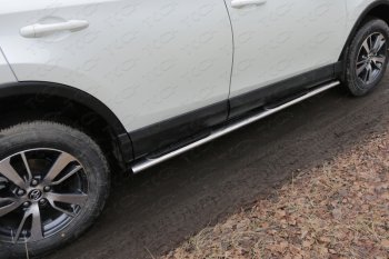 Пороги овальные с накладкой 120*60 мм ТСС Тюнинг Toyota RAV4 XA40 5 дв. рестайлинг (2015-2019) (серые)