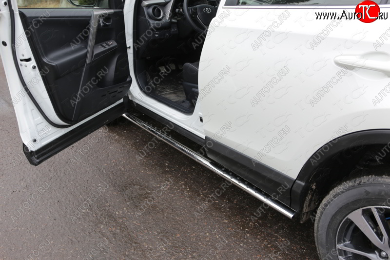 31 399 р. Пороги овальные с проступью 75х42 мм ТСС Тюнинг Toyota RAV4 XA40 5 дв. рестайлинг (2015-2019) (серые)  с доставкой в г. Воронеж