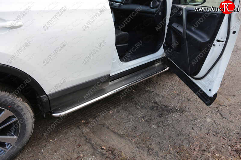 36 999 р. Пороги с площадкой 42,4 мм ТСС Тюнинг Toyota RAV4 XA40 5 дв. рестайлинг (2015-2019) (нержавейка)  с доставкой в г. Воронеж