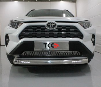 Защита переднего бампера овальная с ДХО 75х42 мм ТСС Тюнинг Toyota RAV4 XA50 5 дв. дорестайлинг (2018-2025) ()