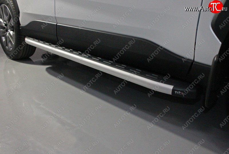 20 599 р. Пороги алюминиевые с пластиковой накладкой ТСС Тюнинг  Toyota RAV4  XA50 (2018-2025) 5 дв. дорестайлинг (серые)  с доставкой в г. Воронеж