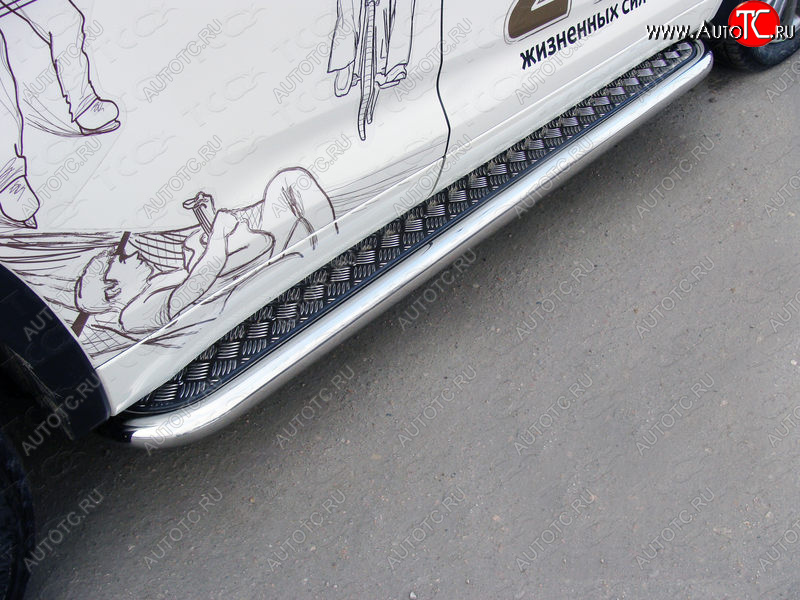 36 999 р. Пороги с площадкой 60,3 мм ТСС Тюнинг Toyota Highlander XU50 рестайлинг (2016-2020) (серые)  с доставкой в г. Воронеж