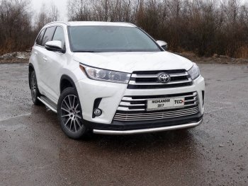 Защита переднего бампера нижняя d60,3 мм ТСС Тюнинг Toyota Highlander XU50 рестайлинг (2016-2020) ()