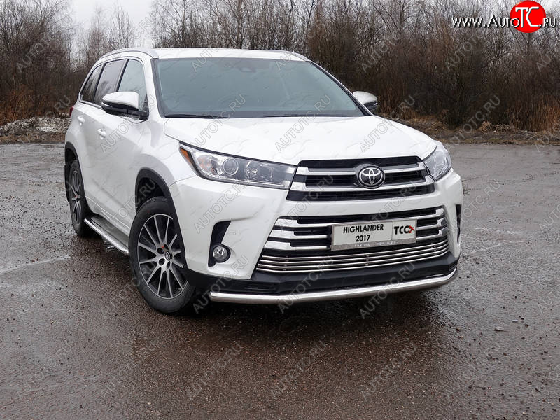 20 599 р. Защита переднего бампера нижняя d60,3 мм ТСС Тюнинг  Toyota Highlander  XU50 (2016-2020) рестайлинг (нержавейка)  с доставкой в г. Воронеж