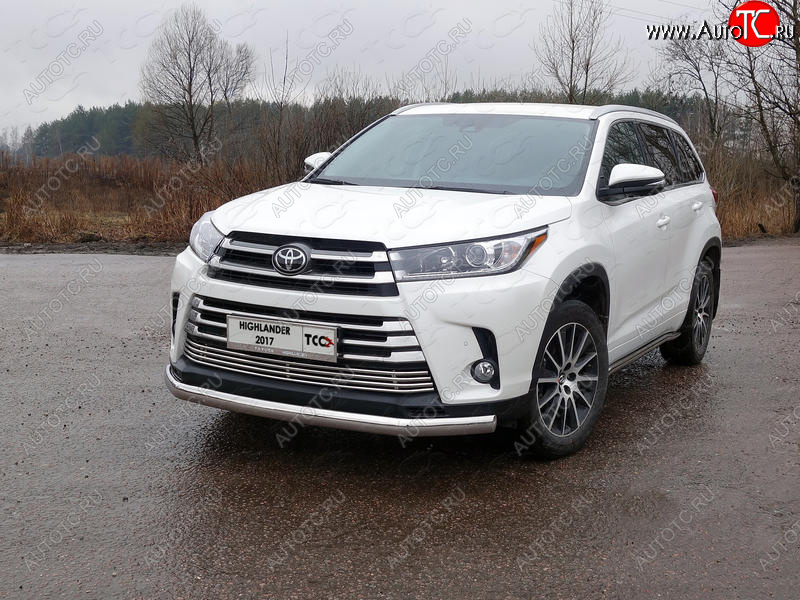 25 499 р. Защита переднего бампера овальная 75х42 мм ТСС Тюнинг Toyota Highlander XU50 рестайлинг (2016-2020) (нержавейка)  с доставкой в г. Воронеж