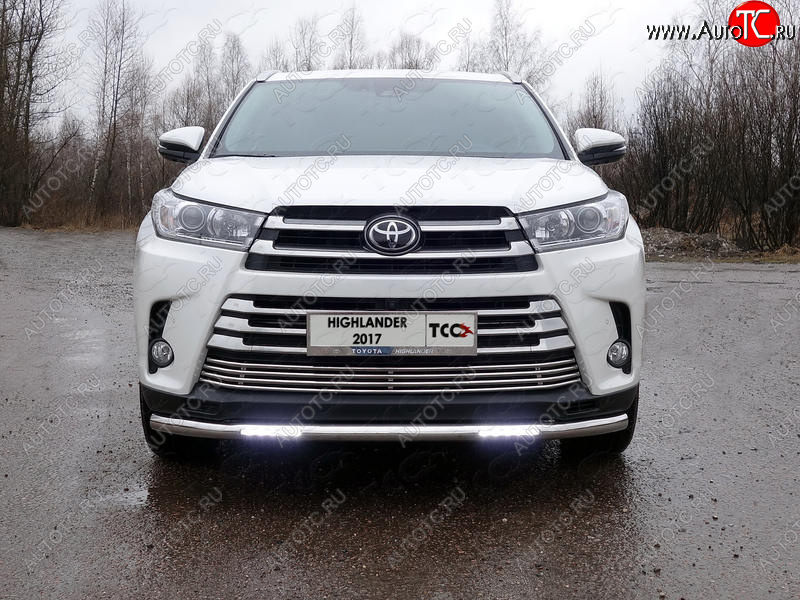 37 999 р. Защита переднего бампера нижняя с ДХО 60,3 мм ТСС Тюнинг Toyota Highlander XU50 рестайлинг (2016-2020) (нержавейка)  с доставкой в г. Воронеж