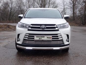 Защита переднего бампера нижняя овальная с ДХО 75х42 мм ТСС Тюнинг Toyota Highlander XU50 рестайлинг (2016-2020) ()