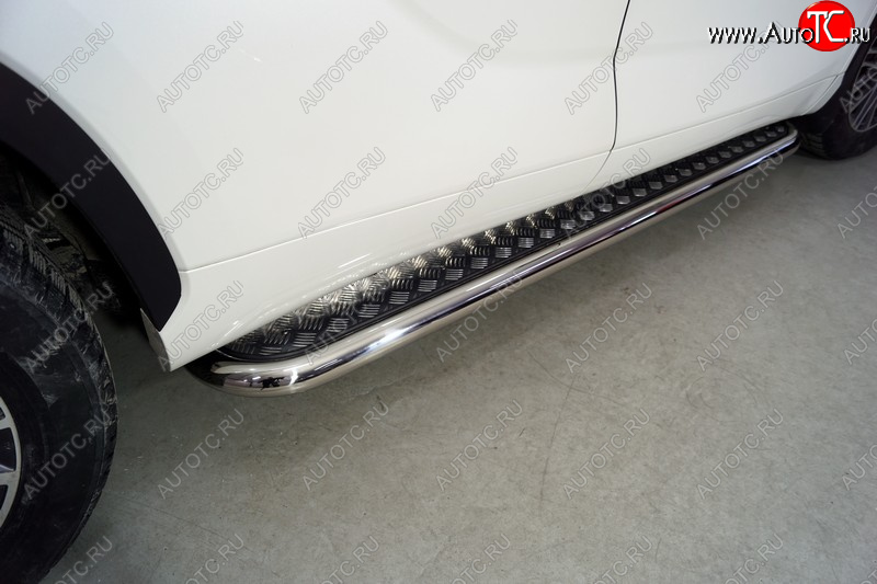36 899 р. Пороги с площадкой 60,3 мм ТСС Тюнинг Toyota Highlander XU70 (2020-2025) (серые)  с доставкой в г. Воронеж