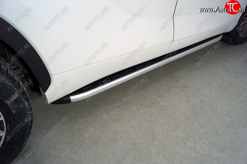 20 599 р. Пороги алюминиевые с пластиковой накладкой ТСС Тюнинг Toyota Highlander XU70 (2020-2025) (серые)  с доставкой в г. Воронеж