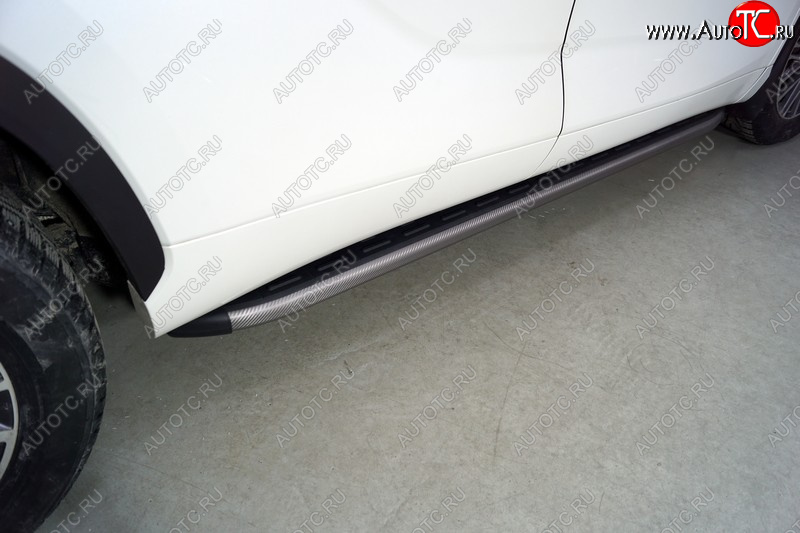 21 999 р. Пороги алюминиевые с пластиковой накладкой ТСС Тюнинг  Toyota Highlander  XU70 (2020-2025) (карбон серые)  с доставкой в г. Воронеж