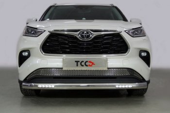 Защита передняя нижняя овальная с ДХО 75х42 мм ТСС Тюнинг Toyota Highlander XU70 (2020-2025) ()