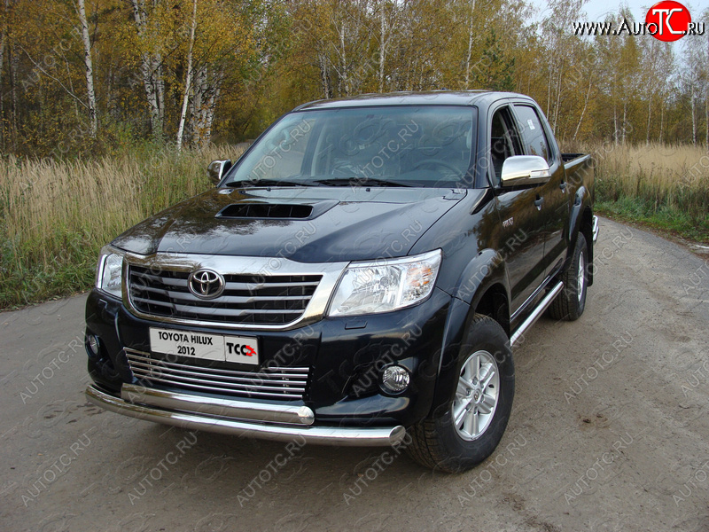 26 499 р. Защита переднего бампера нижняя d76,1*75 мм ТСС Тюнинг Toyota Hilux AN20,AN30  2-ой рестайлинг (2011-2016) (нержавейка)  с доставкой в г. Воронеж