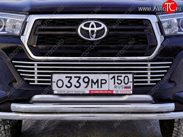 10 699 р. Нижняя декоративная вставка в бампер ТСС Тюнинг  Toyota Hilux  AN120 (2017-2020) 1-ый рестайлинг (d 12 мм)  с доставкой в г. Воронеж