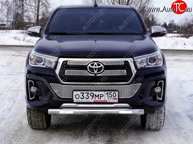 36 999 р. Защита переднего бампера нижняя с ДХО 76,1 мм ТСС Тюнинг Toyota Hilux AN120 1-ый рестайлинг (2017-2020) (нержавейка)  с доставкой в г. Воронеж
