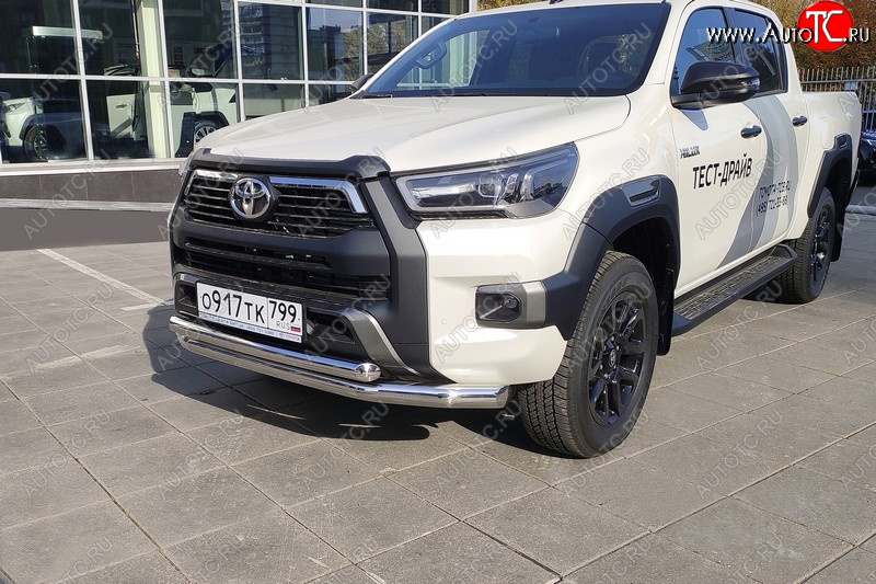 40 999 р. Защита передняя нижняя двойная 76,1*60,3 мм Тюнинг  Toyota Hilux  AN120 (2020-2025) 2-ой рестайлинг (нержавейка)  с доставкой в г. Воронеж