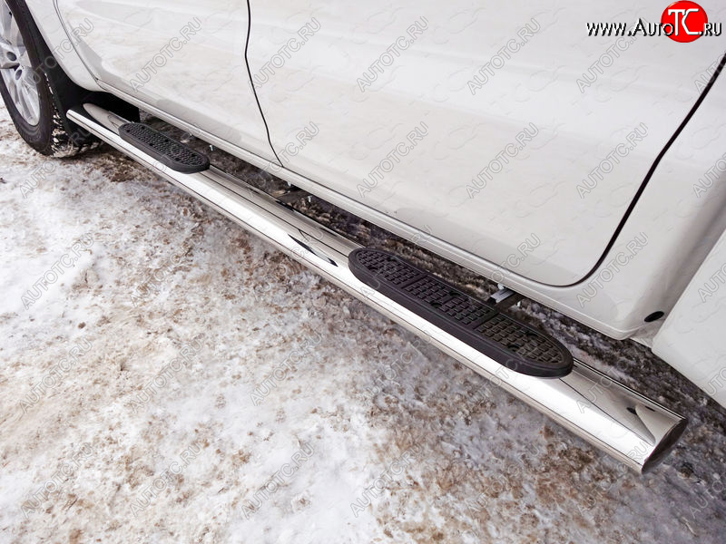 43 949 р. Пороги овальные с накладкой 120*60 мм ТСС Тюнинг Volkswagen Amarok рестайлинг (2016-2022) (серые)  с доставкой в г. Воронеж