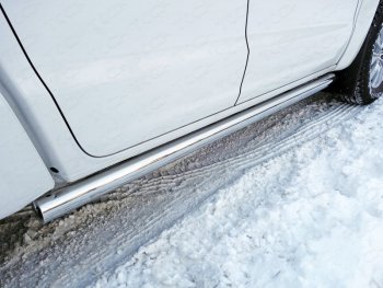 Защита порогов труба 76,1 мм ТСС Тюнинг Volkswagen Amarok рестайлинг (2016-2022) (серые)
