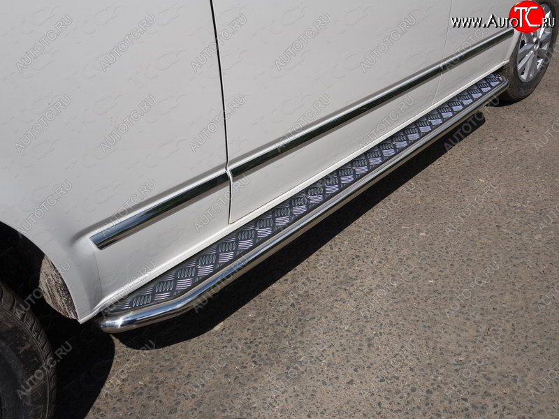 45 999 р. Пороги с площадкой 42,4 мм ТСС Тюнинг  Volkswagen Caravelle  T6 (2015-2019) дорестайлинг (серые)  с доставкой в г. Воронеж